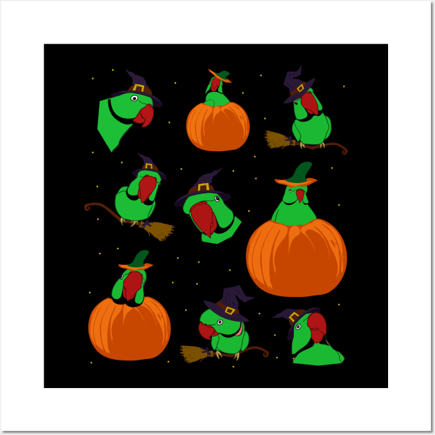 green indian ringneck halloween pattern Wall Art by FandomizedRose